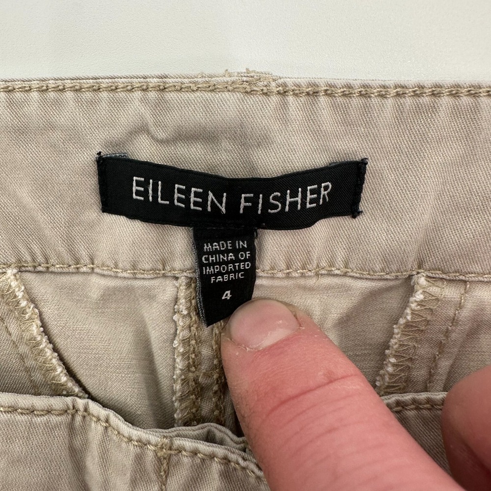 Eileen Fisher Cargo Pants Women's 4 Beige Regular Fit Comfort Mid Rise Ankle Zip - Picture 4 of 12